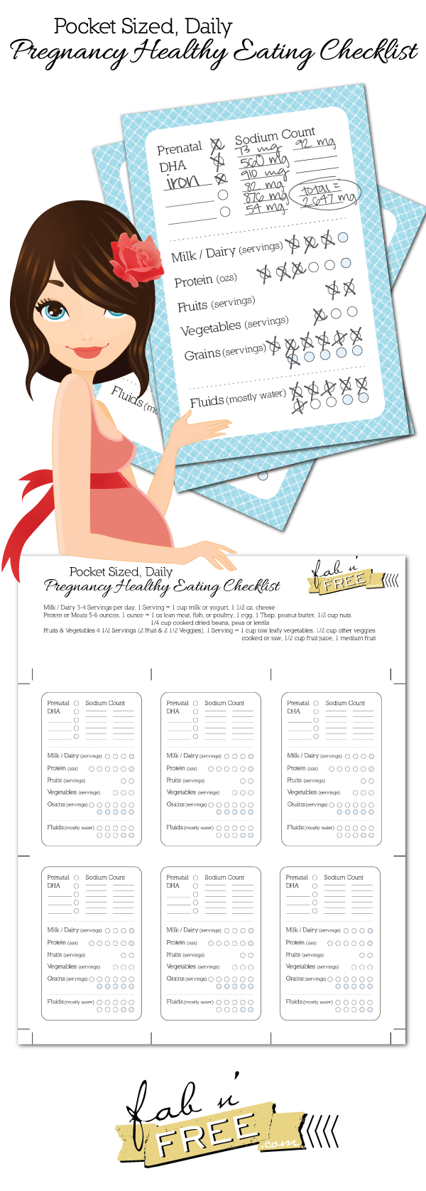 Free Pocket Sized Daily Pregnancy Healthy Eating Checklist Fab N Free